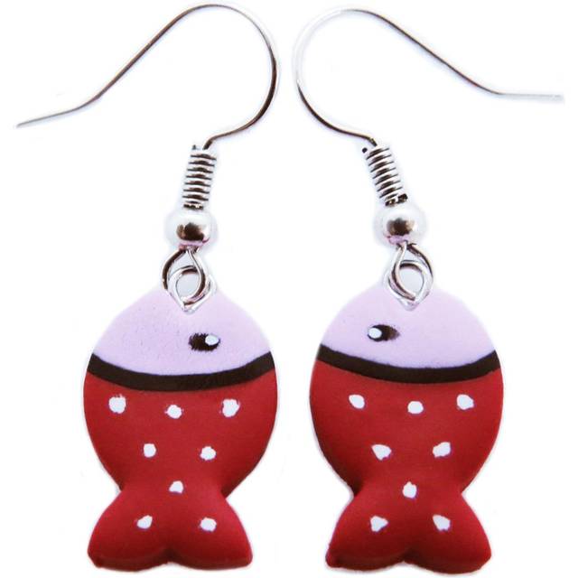 Les Trésors De Lily [R6447] - Artisan earrings 'Columbine & Harlequin' pink red (Pisces) - 16x11mm Rose