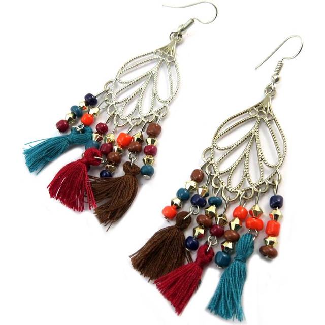 Les Trésors De Lily [P3613] - Designer earrings 'Altaï' multicolored silver red