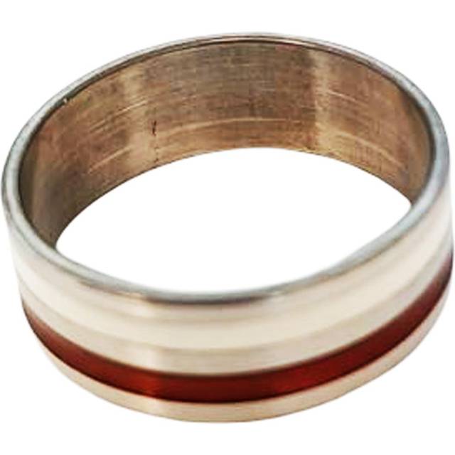 Bague acier 'Peaceful' rouge blanc argenté - 7 mm 66 röd