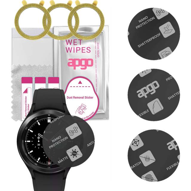 3x apgo MATTE Hybrid Glass Screen Protector for Samsung Galaxy Watch4 Classic 46mm, tempered glass substitute, non-cracking
