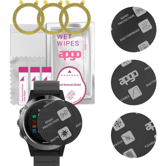 3x apgo MATTE Hybrid Glass Screen Protector for Garmin Fenix 5, tempered glass substitute, non-cracking
