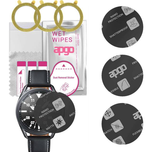 3x apgo MATTE Hybrid Glass Screen Protector for Samsung Galaxy Watch 3 45MM, tempered glass substitute, non-cracking