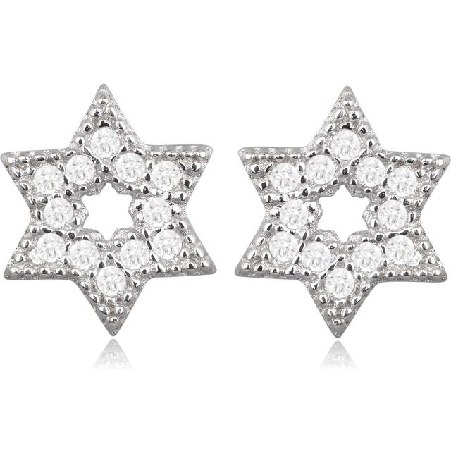 Les Trésors De Lily [R3500] - Silver White 'Star of David' Earrings (rhodium) - 8 mm white