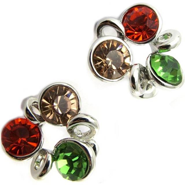 Les Trésors De Lily [N6302] - Designer earrings 'Sissi' red green silver multicolour