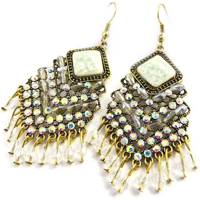 Les Trésors De Lily [M5650] - Designer earrings 'Sissi' golden ivory white