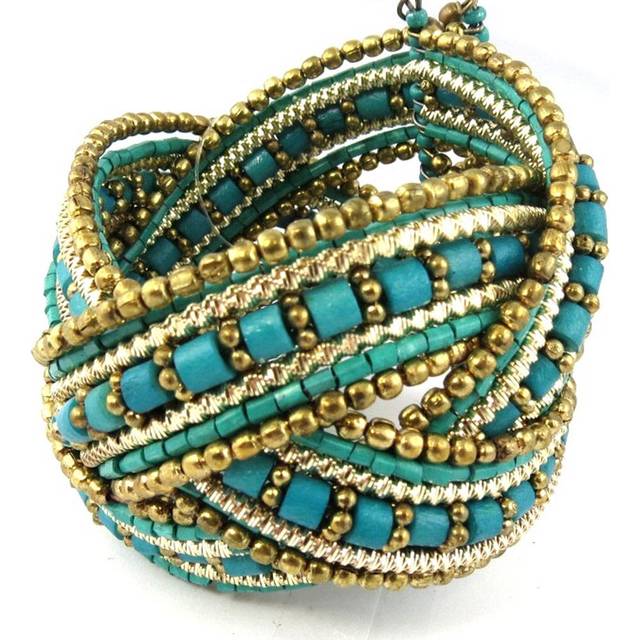 Les Trésors De Lily [L5795] - Designer bracelet 'Kathmandu' green gold green
