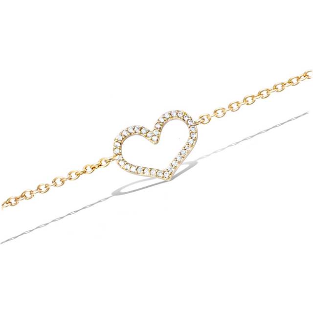 Les Trésors De Lily [Q6849] - Gold Plated Bracelet 'Love' white gold - heart 12x9 mm white