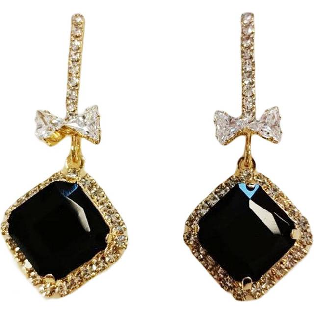 Les Trésors De Lily [R8466] - Designer earrings 'Sissi' black gold - 35x15 mm