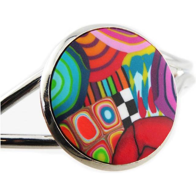 Les Trésors De Lily [R1189] - Artisan bracelet 'Columbine & Arlequin' silver multicolored - 65 mm- 28 mm multicolour