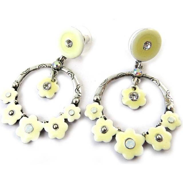 Les Trésors De Lily [E8880] - White 'Bouquet Fleury' Designer Earrings white