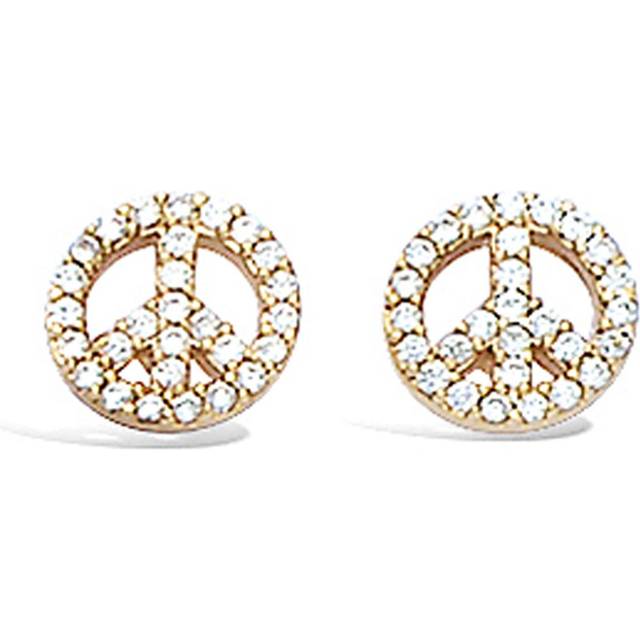 Les Trésors De Lily [L1254] - Gold Plated Earrings 'Peace' white gold - 8 mm gold
