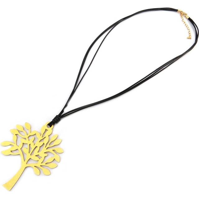 Les Trésors De Lily [P7586] - Designer Long Necklace 'Tree of Life' black gold - 75 cm- 11x9 cm gold