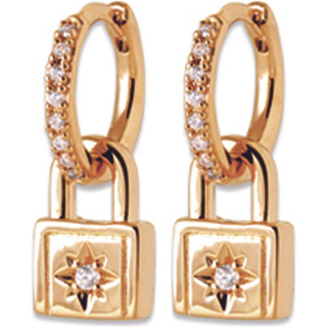 Les Trésors De Lily [R7484] - Gold Plated Hoop Earrings 'Sissi' white gold - 10 mm 10x7 mm white