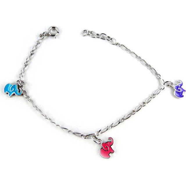 Altesse [L0064] - Barnarmband 'Elephants' blå lila rosa (17 cm) flerfärgad