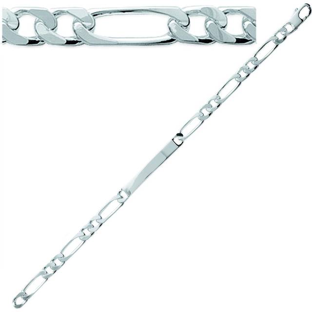 Les Trésors De Lily [Q8071] - Silver bracelet 'Identity' rhodium figaro - 18 cm 5 mm silver