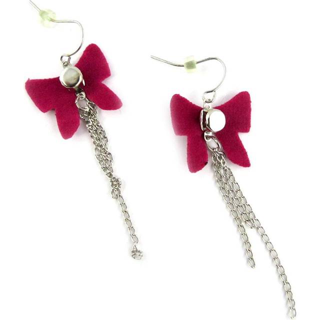 Les Trésors De Lily [L7494] - Pink 'Romantic Knot' Designer Earrings (fabric)