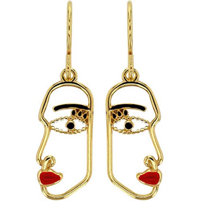 Les Trésors De Lily [R4920] - Handmade silver earrings 'Arty' red black gold - 20x10 mm red