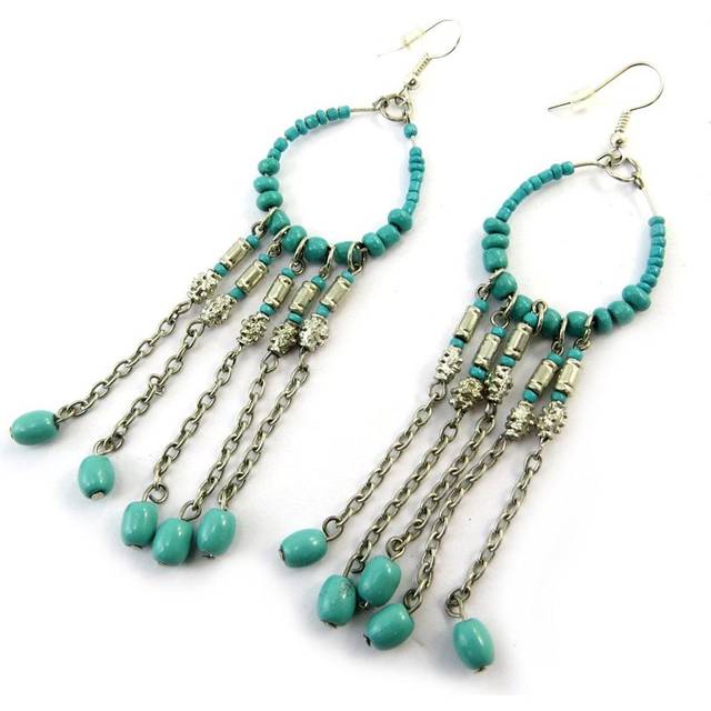 Les Trésors De Lily [N5025] - Silver Turquoise 'Navajos' Designer Earrings turquoise