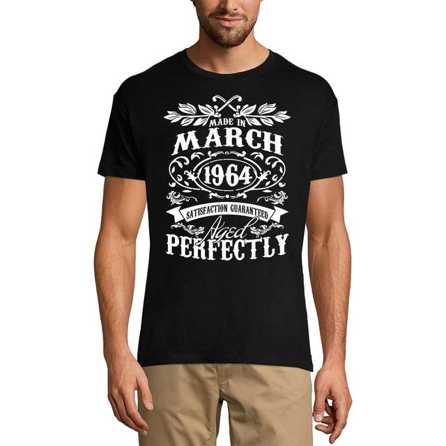 ULTRABASIC Men's T-Shirt Made in March 1964 Aged Perfectly - 57th Birthday Gift Tee Shirt XS black