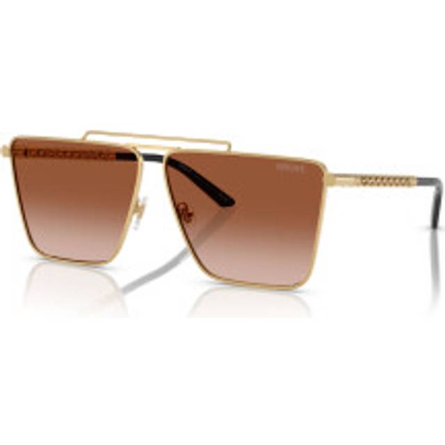Versace Man VE2266 100213 Solglasögon Metall Guld Brun Pillow Normal Skuggad