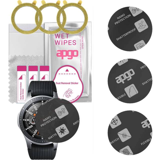 3x apgo MATTE Hybrid Glass Screen Protector for Samsung Galaxy Watch 46MM, tempered glass substitute, non-cracking