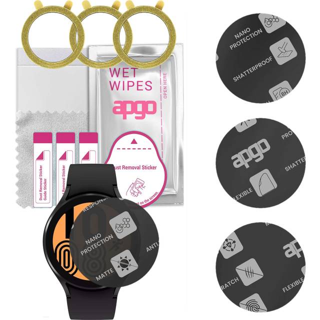 3x apgo MATTE Hybrid Glass Screen Protector for Samsung Galaxy Watch4 44mm, tempered glass substitute, non-cracking