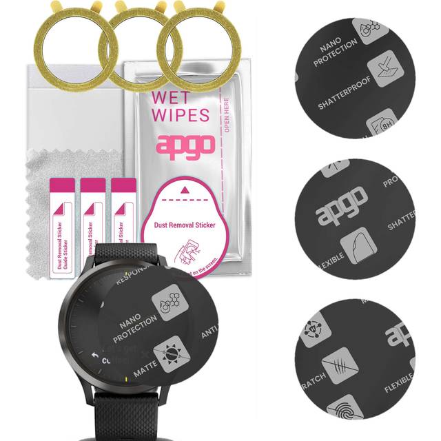 3x apgo MATTE Hybrid Glass Screen Protector for Garmin Vivomove HR, tempered glass substitute, non-cracking