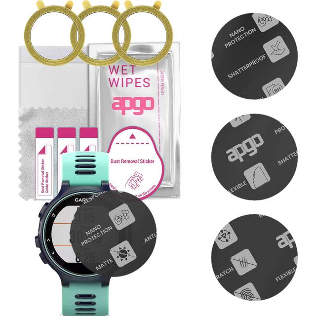 3x apgo MATTE Hybrid Glass Screen Protector for Garmin Forerunner 735 XT, tempered glass substitute, non-cracking