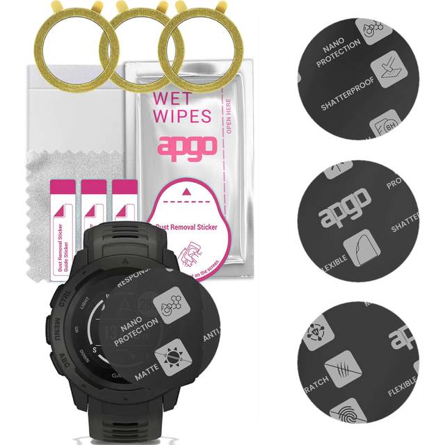 3x apgo MATTE Hybrid Glass Screen Protector for Garmin Instinct, tempered glass substitute, non-cracking