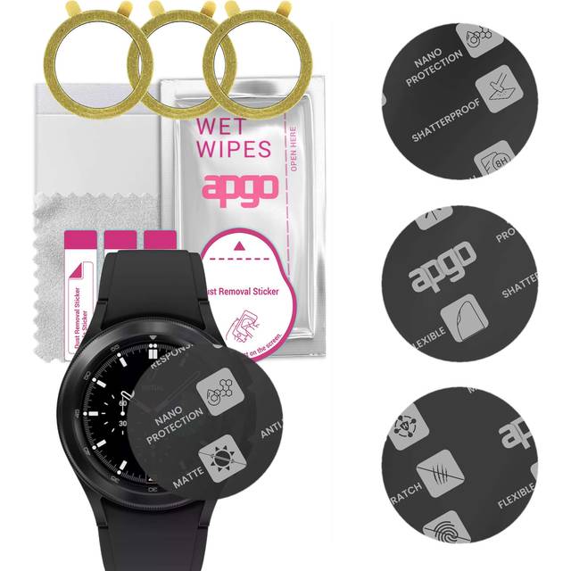 3x apgo MATTE Hybrid Glass Screen Protector for Samsung Galaxy Watch4 Classic 42mm, tempered glass substitute, non-cracking