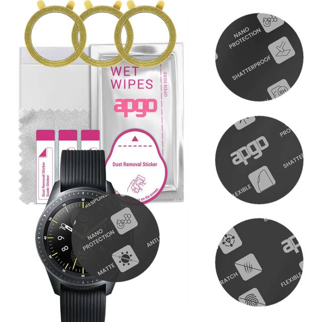 3x apgo MATTE Hybrid Glass Screen Protector for Samsung Galaxy Watch 42MM, tempered glass substitute, non-cracking