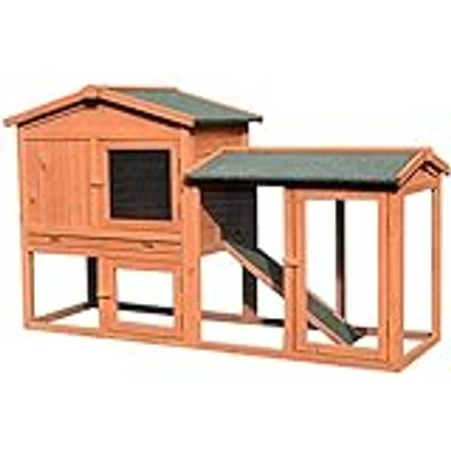 Hönshus utomhus i massivt trä kaninbur Dubbellagers kaninbo på balkongen Trädgård Husdjursförråd för husdjur Fjäderfävård (orange 138 * 43,5 * 86 cm)