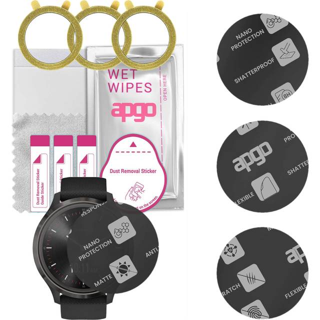 3x apgo MATTE Hybrid Glass Screen Protector for Garmin Vivomove 3S, tempered glass substitute, non-cracking