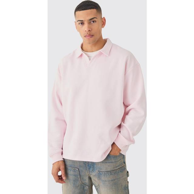 Oversized Revere Neck Rugby Polo - Blue - XL