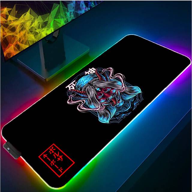 (a-designs (5) 1000x500x3mm) RGB Mouse Pad LED Gaming Japanese Theme Designs Computer Desk Accessories Rug Keyboard Mat Anti-skid Luminous Mousepad Ga