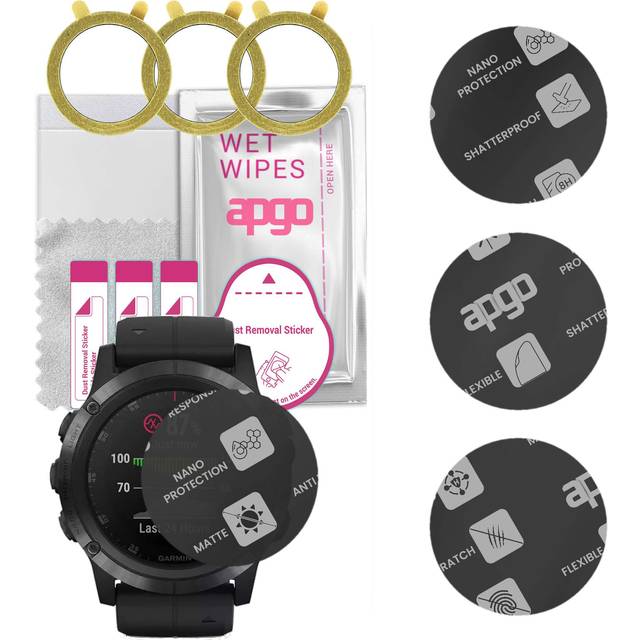 3x apgo MATTE Hybrid Glass Screen Protector for Garmin Fenix 5X Plus, tempered glass substitute, non-cracking