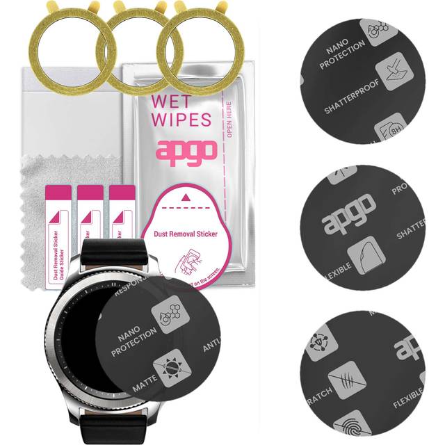3x apgo MATTE Hybrid Glass Screen Protector for Samsung Gear S3 Classic, tempered glass substitute, non-cracking