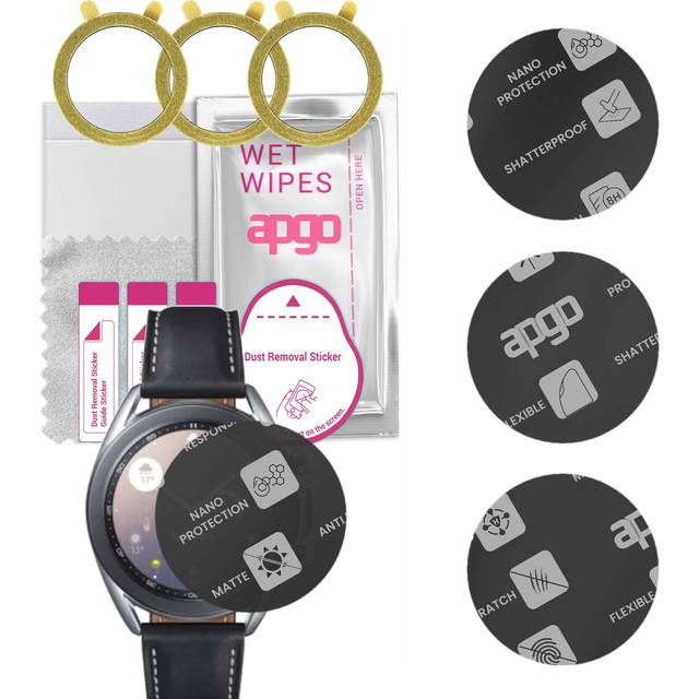 3x apgo MATTE Hybrid Glass Screen Protector for Samsung Galaxy Watch 3 41MM, tempered glass substitute, non-cracking