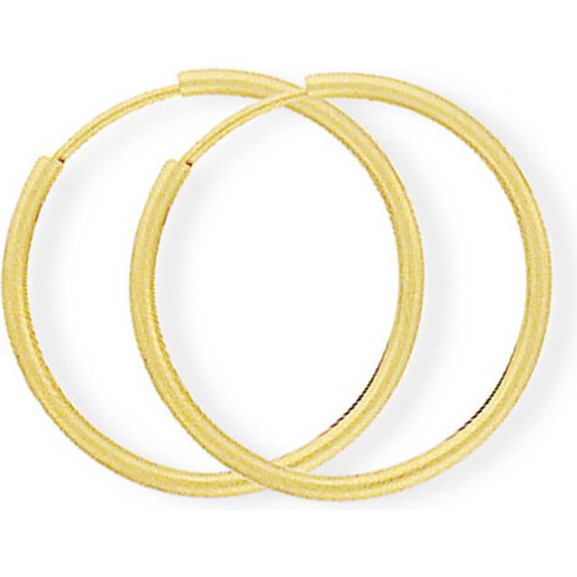 Jewelco London Ladies 9ct Yellow Gold 0.75mm Gauge Thin Sleeper Hoop Earrings - 22mm - SENR02928