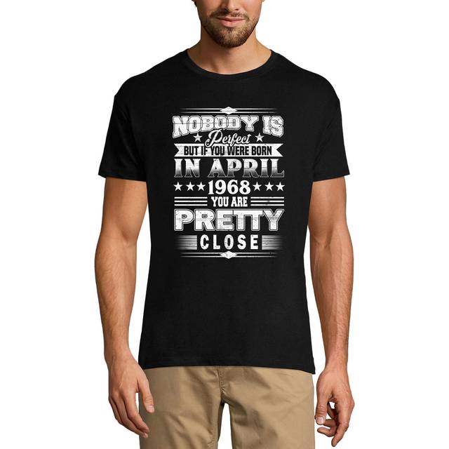 ULTRABASISK T-shirt för män Ingen är perfekt men om du är född i april 1968 - 53:e födelsedagspresent XS svart