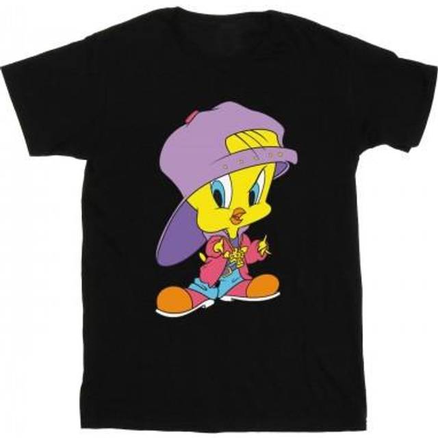 (XL, Black) Looney Tunes Womens/Ladies Tweety Pie Hip Hop Cotton Boyfriend T-Shirt