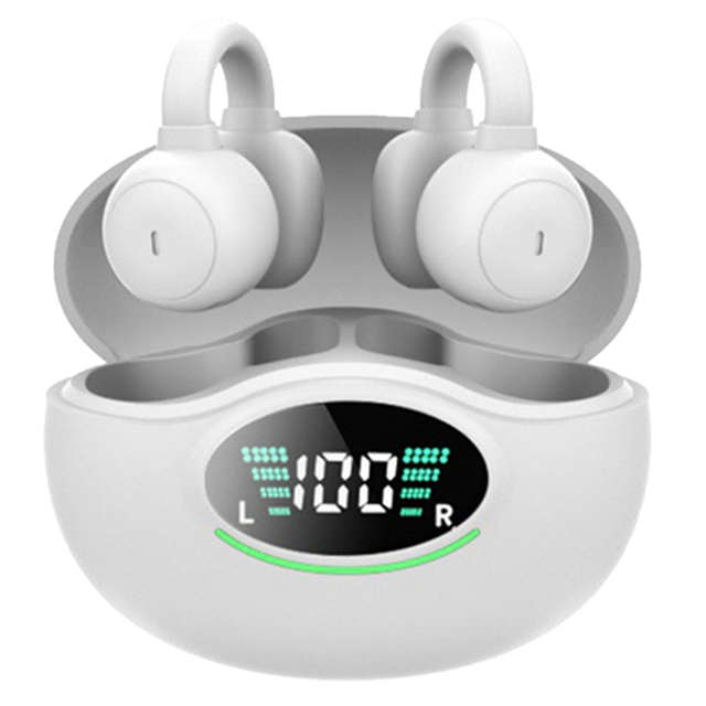 moresk-Sports Wireless Bluetooth Noise-Canceling Headphones, Non-In-Ear High-Quality Ear Clip-on Headphones White