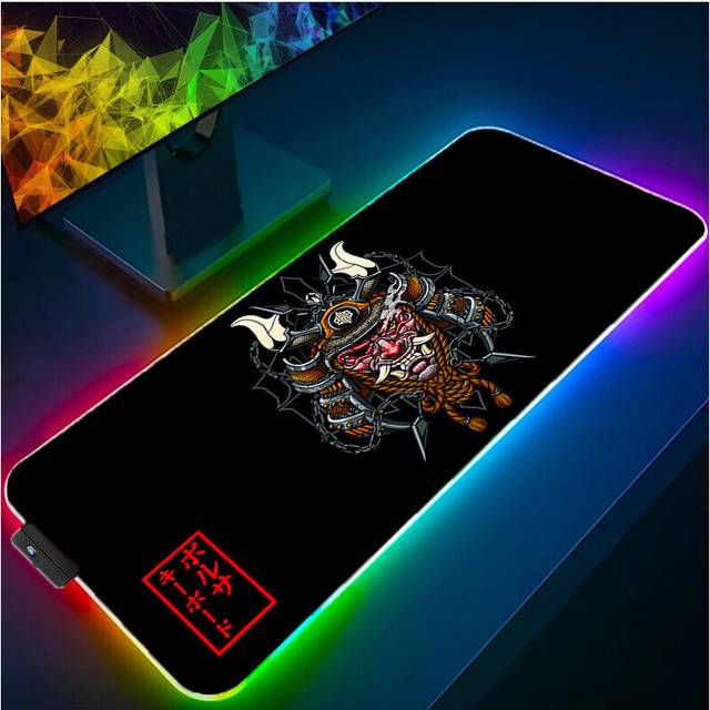 (a-designs (13) 600x300x3mm) RGB Mouse Pad LED Gaming Japanese Theme Designs Computer Desk Accessories Rug Keyboard Mat Anti-skid Luminous Mousepad Ga