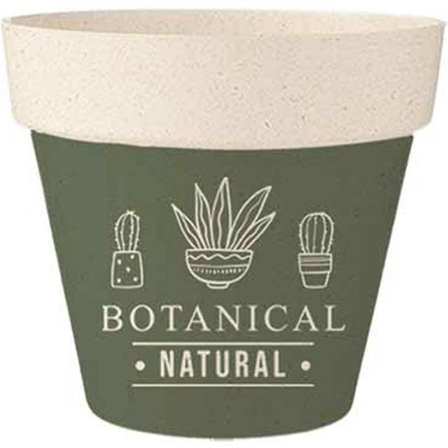 Les Trésors De Lily [R2228] - 'Messages' bamboo flowerpot green beige (Botanical-Natural) - 22x21cm green