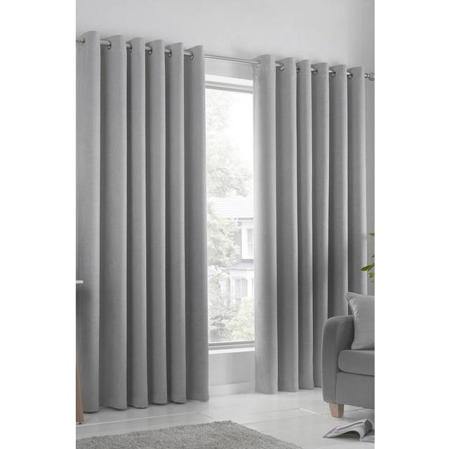 Fusion Strata Dim-Out Eyelet Curtains - Ilver - width: 117x137cm(46x52inches)