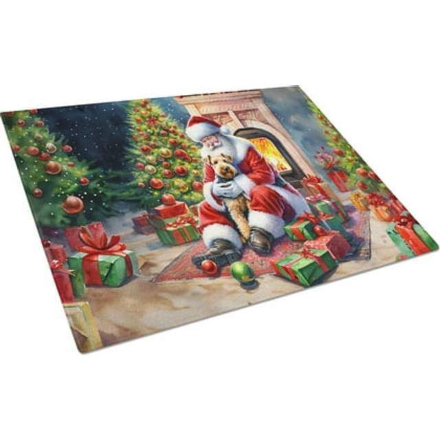 Carolines Treasures DAC4135LCB 15 x 12 in. Unisex Lakeland Terrier & Santa Claus Glass Cutting Board