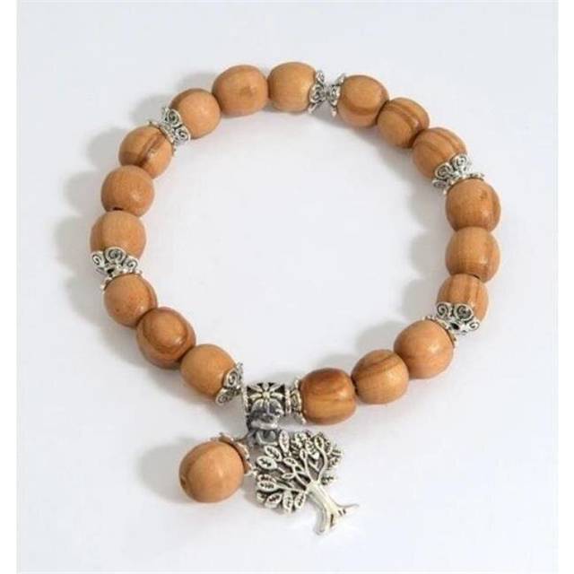 Tree of Life Olive Wood Bead Bracelet - No.9818