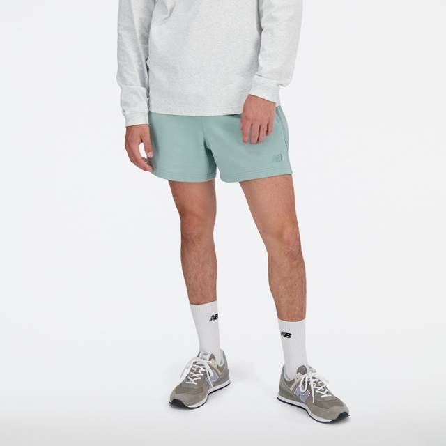 New Balance Men's Athletics French Terry Short 5" in Green Cotton, size Medium