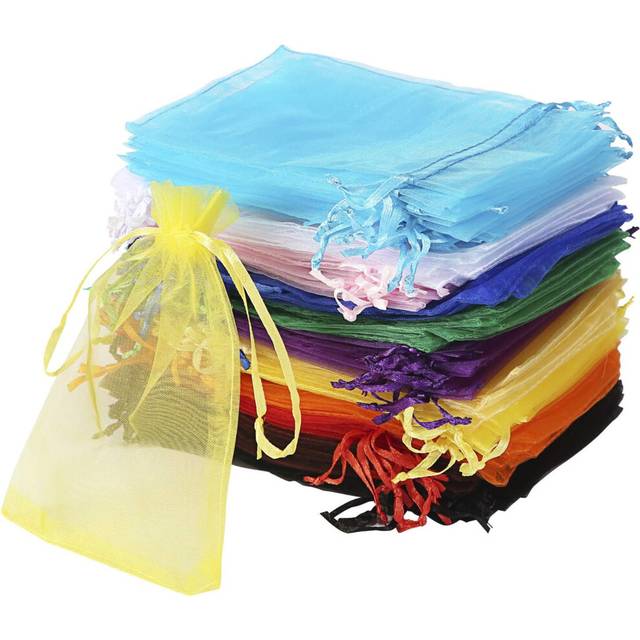 50Pcs 4X6Inch Mixed Color Drawstring Organza Bags, Jewelry Pouches Wedding Party Christmas Favors Gift Bags