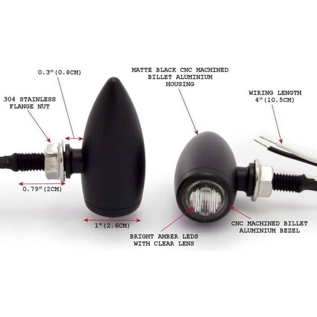 Led indicators for harley sportster softail quality matt black aluminium bullet